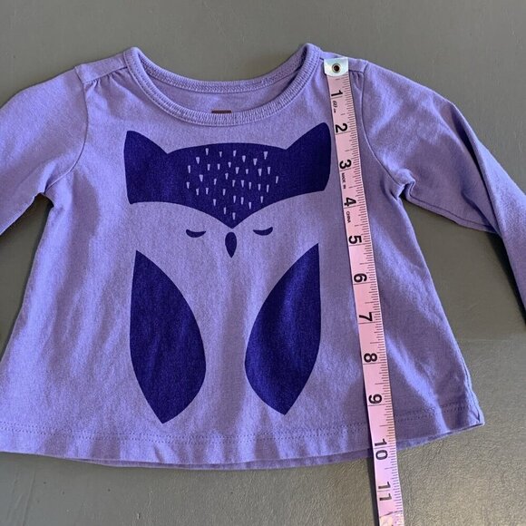 Tea Collection Long Sleeve Owl Graphic Tee T Shirt Knit Purple Girls 3-6 Months - Picture 11 of 13